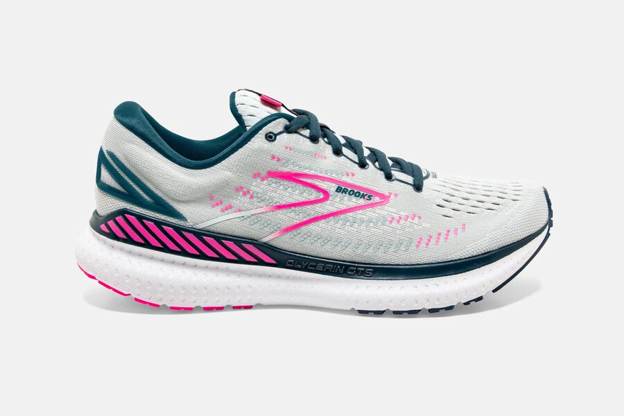 Brooks Running Shoes - Glycerin GTS 19 Road Womens - White/Pink - BYQ-327805